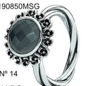 Pandora Silver Floral Ring with Gray Stone